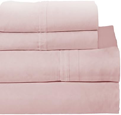 Pointehaven Combed Cotton Percale Solid Twin Rose Bed Sheet Set - Soft