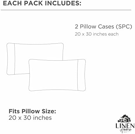 Linen Home 100% Cotton Percale Pillowcases Queen Size, Silver