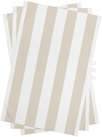 Cream Striped Kitchen Towels Set of 3, Water Absorbent Dish Towel