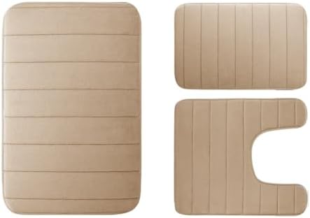 3Pc Sets Bath Mats Non Slip Memory Foam Bathroom Soft Rugs Water