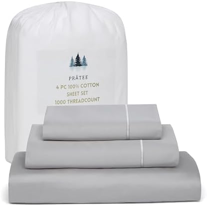 King Size Sheets, 1000 Thread Count 100% Cotton 4-Piece Bed Sheet Set