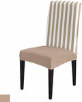 Beige Striped Dining Chair Covers Set of 2, Modern Farmhouse Beige