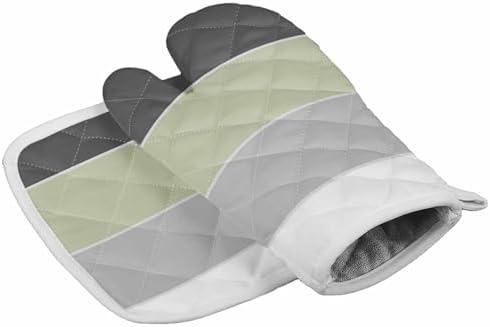 Quilted Cotton Terry Cloth Oven Mitt, Pot Holder Gray Gradient Spring