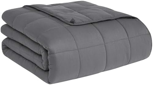 Weighted Blanket for Adults (15lbs, 48"x72", Full, Grey) Heavy Blanket
