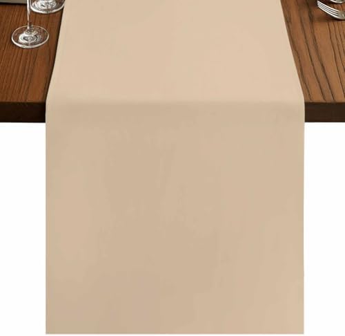 Khaki Solid Color Table Runner 108 Inch Long Dresser Scarves Linen