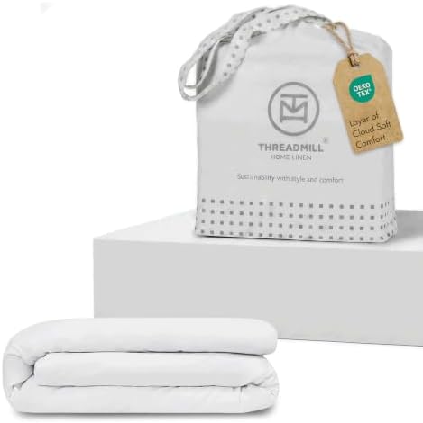 Threadmill 300 Thread Count Cotton Queen Duvet Cover, White, 1-Piece