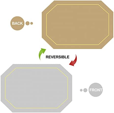 Placemats Set of 6, Beige and Grey Leather Placemats for Dining Table