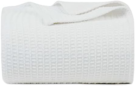 100% Cotton Waffle Weave Blanket, King Size 90 x 108 Inches, 300 GSM