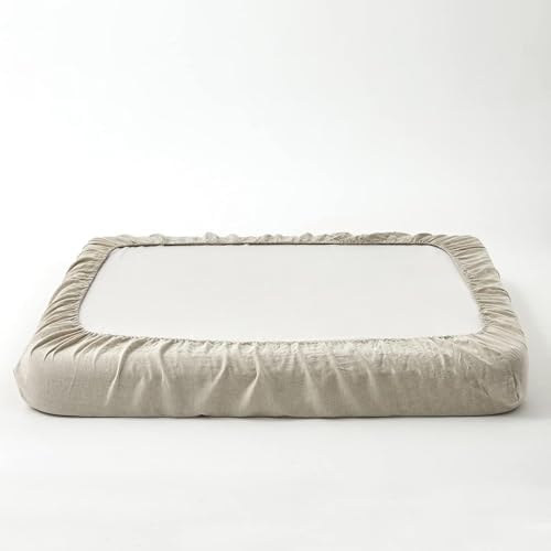 Simple&Opulence 100% Linen Fitted Sheet Cal King, 14 Inch Deep Pocket