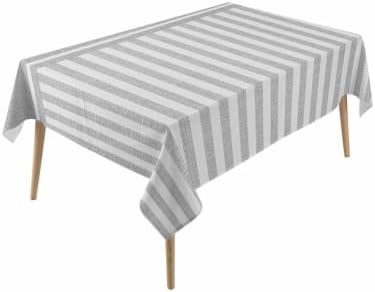 Vertical Stripes Rectangle Tablecloth 60 x 120 Inches Solid Gray Lines
