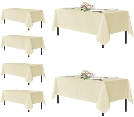 sancua Beige Tablecloths Rectangle, 6 Pack Table Cloth for 6 Foot