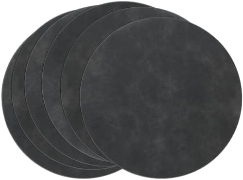 SHACOS Faux Leather 13" Round Placemats Set of 6, Gray Place Mats