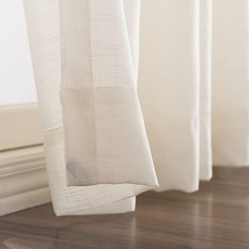 Pinch Pleated Sheer Curtains 120 inches Long, Cream Semi Pinch Pleated