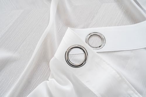 Ivory Sheer Curtains 96 Inches Long, Grommet Semi-Transparent Light