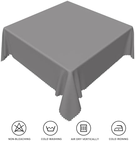 60x60inches Grey Square Tablecloth Dark Gray Polyester Fabric Table