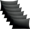 FLXXIE 6 Pack Microfiber Queen Pillowcases,Envelope Closure, Black