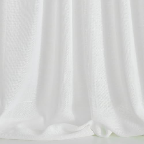VISIONTEX Back Tab Linen Curtains 2 Panels 96 Inches Long White