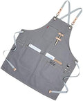 Nordic Style Adjustable Canvas Apron with Pockets Design for Cooking