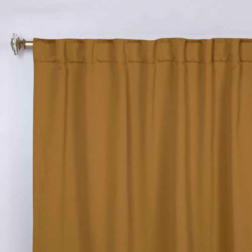 SUPERIOR Solid Room Darkening Curtains, 2 Panel Set, 52x72, Caramel