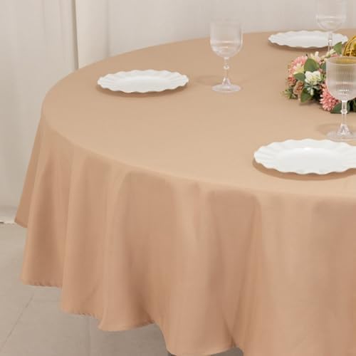 Balsa Circle 90 inch Nude Round Premium Polyester Tablecloth Fabric