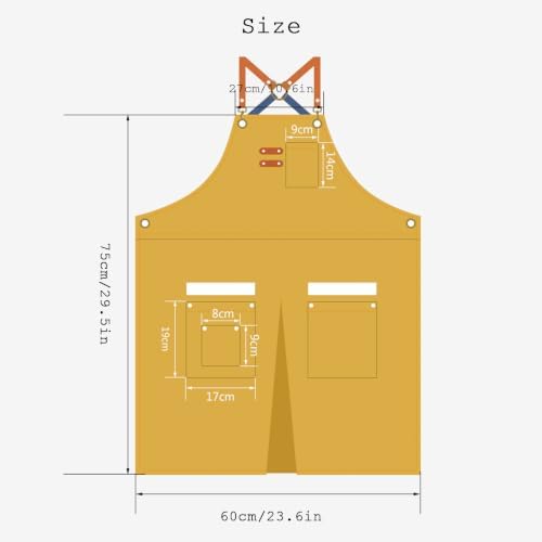 Twill Cotton Canvas Chef Aprons for Women Men with Large Pockets