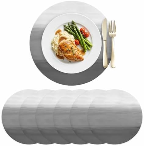 Abstract Gray Gradient Faux Leather Placemats Set of 6, 15in