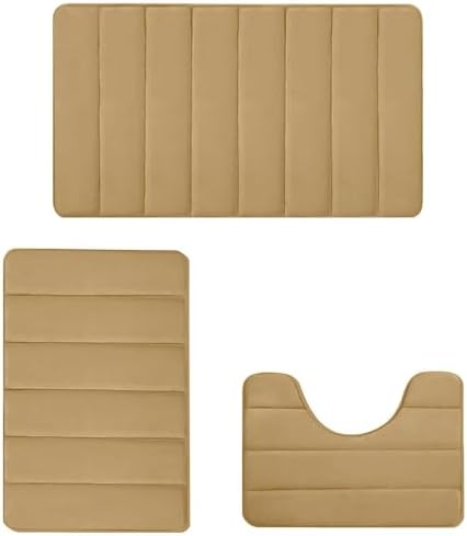 Memory Foam Bath Mat Set, Bathroom Rugs 3 Pieces, Toilet Mats, Soft