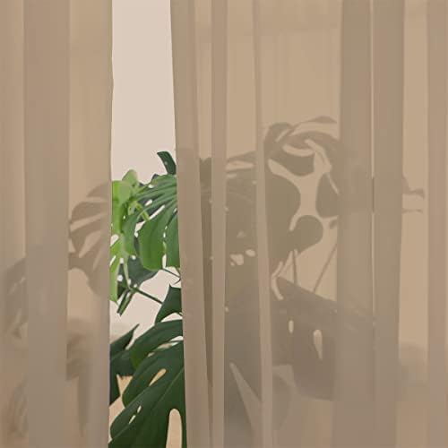 Brown Sheer Curtains 72 Inches Long 2 Panels,Rod Pocket Voile Semi