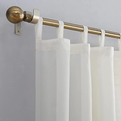 No. 918 Emily Sheer Voile Tab Top Curtain Panel, 59" x 84", Eggshell