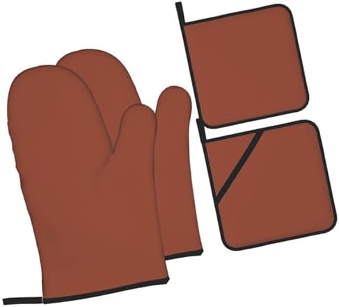4 Pieces Oven Mitt and Pot Holder Sets, Minimalist Simple Basic Solid