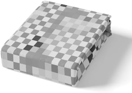 Geometric Grid Duvet Cover Set Queen Size,Gray Checkered Art Abstract