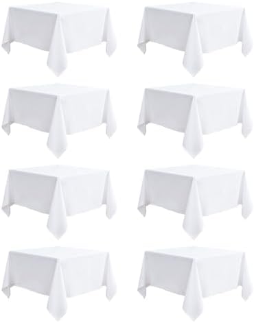 8 Pack White Tablecloth 60 x 60 Inch Square