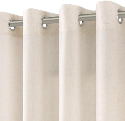 Nanspring Extra Long Linen Curtains 120 Inch for Living Room Grommet