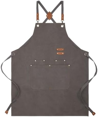EURYNOME Kitchen Bib Apron with Large Pockets, Heavy Duty Canvas