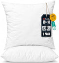 Foamily 18x18 Throw Pillow Inserts, Set of 2, 100% Cotton Cover, White