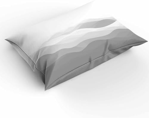 Duvet Cover Set Queen, Abstract Minimalist Gray Ombre 3 Piece Bedding