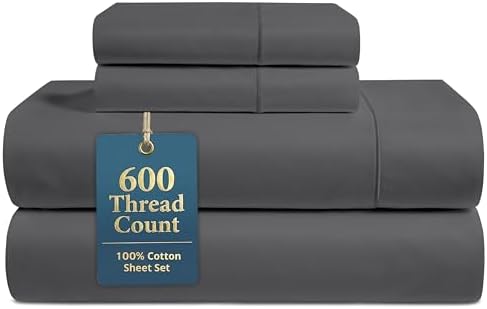 600TC 100% Cotton King Bed Sheets - Silky Smooth Sateen Weave