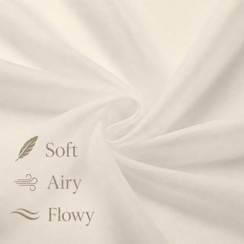Chyhomenyc Extra Long Cream Sheer Curtains 120 inch Long, 2 Panels