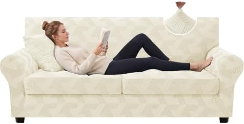 ZNSAYOTX 3 Piece Stretch Couch Covers (72"-90") New-Rectangle Texture