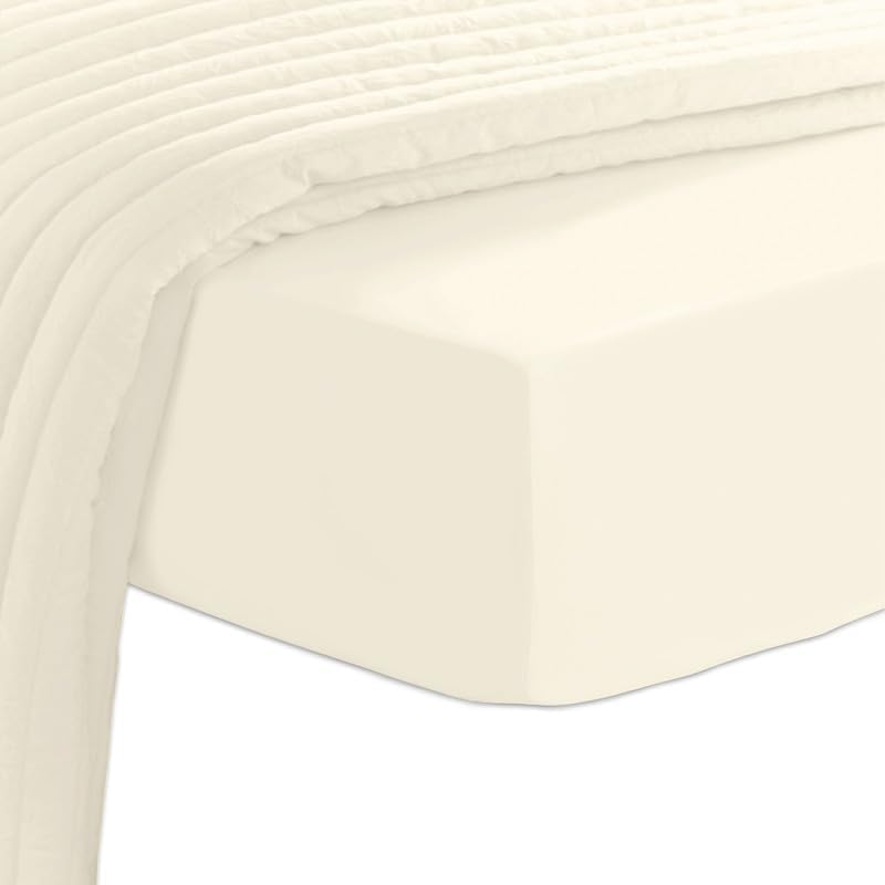 Pizuna Twin XL Cotton Fitted Sheet 400 Thread Count New Ivory