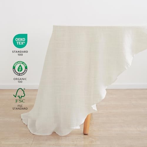 Linen World Round Linen Blend Tablecloth 90" Inch,Linen Loook Soft