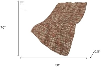 HomeRoots 50" X 70" Brown and Beige Geometric Polyester Woven Plush
