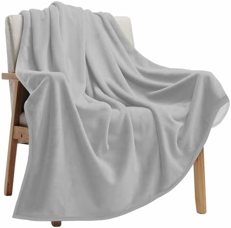 Fleece Blanket Gray Throw Blanket for Couch Sofa Simple Style Soft