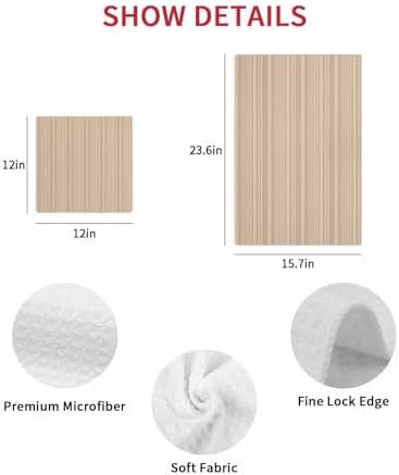 Beige Tan Dish Towels Set, Waffle Weave Kitchen Towels 3 Pieces
