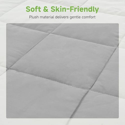 17 lbs Weighted Blanket 60"x80" Queen Size for Adults, Light Gray