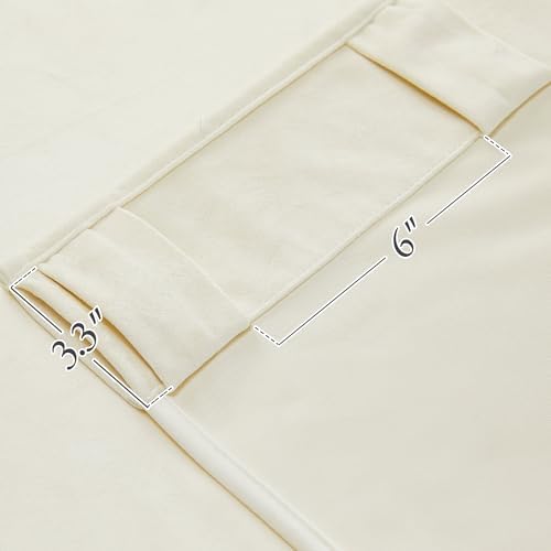KGORGE Velvet Curtains Ivory Blackout 108 inches 2 Panels for Bedroom