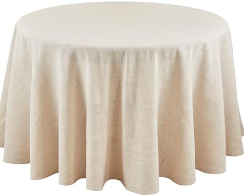 SARO LIFESTYLE Poly and Linen Blend Toscana Tablecloth with Hemstitch
