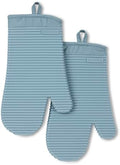 KITCHENAID Ribbed Soft Silicone Oven Mitt 2-Pack Set, 7.5"x13", Fog