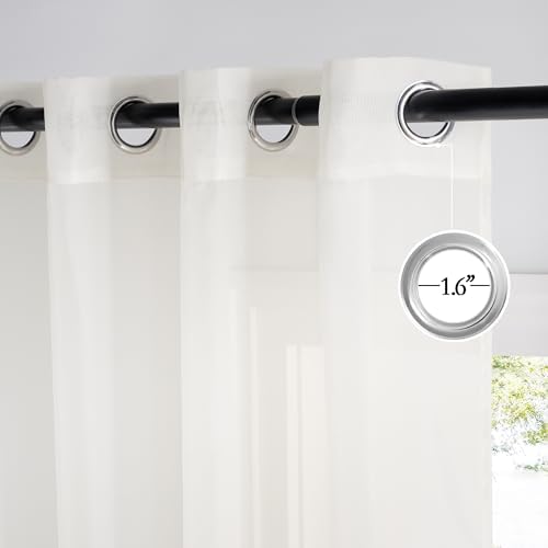 NICETOWN Natural Sheer Bedroom Curtains 84 Inches Long, W54xL84, 2