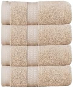 Super Absorbent & Quick Dry Beige Bath Hand Towels Set of 4, Size